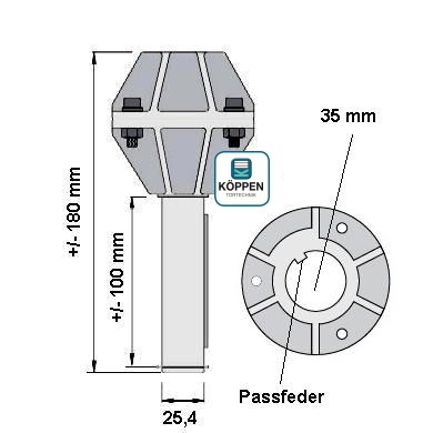 Adapter zum Aufstecken von 35 mm mit Passfeder auf 25,4 mm - Hörmann /  Novoferm Ersatzteile günstig für Tore und mehr
