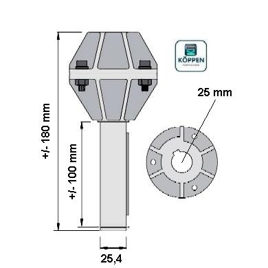 Adapter zum Aufstecken Ø 25mm mit Nut auf 25,4 mm mit Nut - Hörmann /  Novoferm Ersatzteile günstig für Tore und mehr